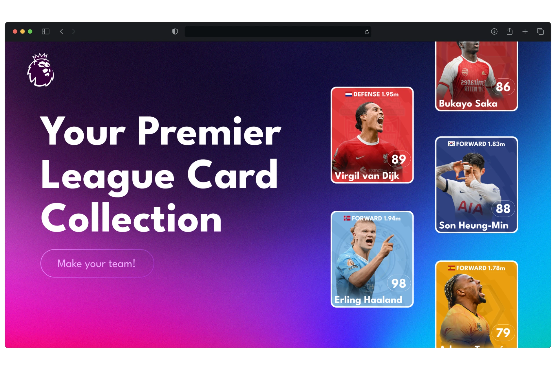 Preview of Football Team Manager web